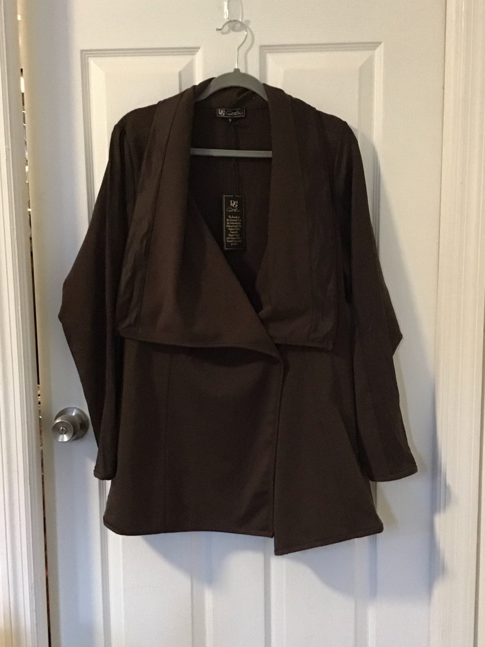 DG2 by Diane Gilman Dark Brown Draped Open-Front Blazer